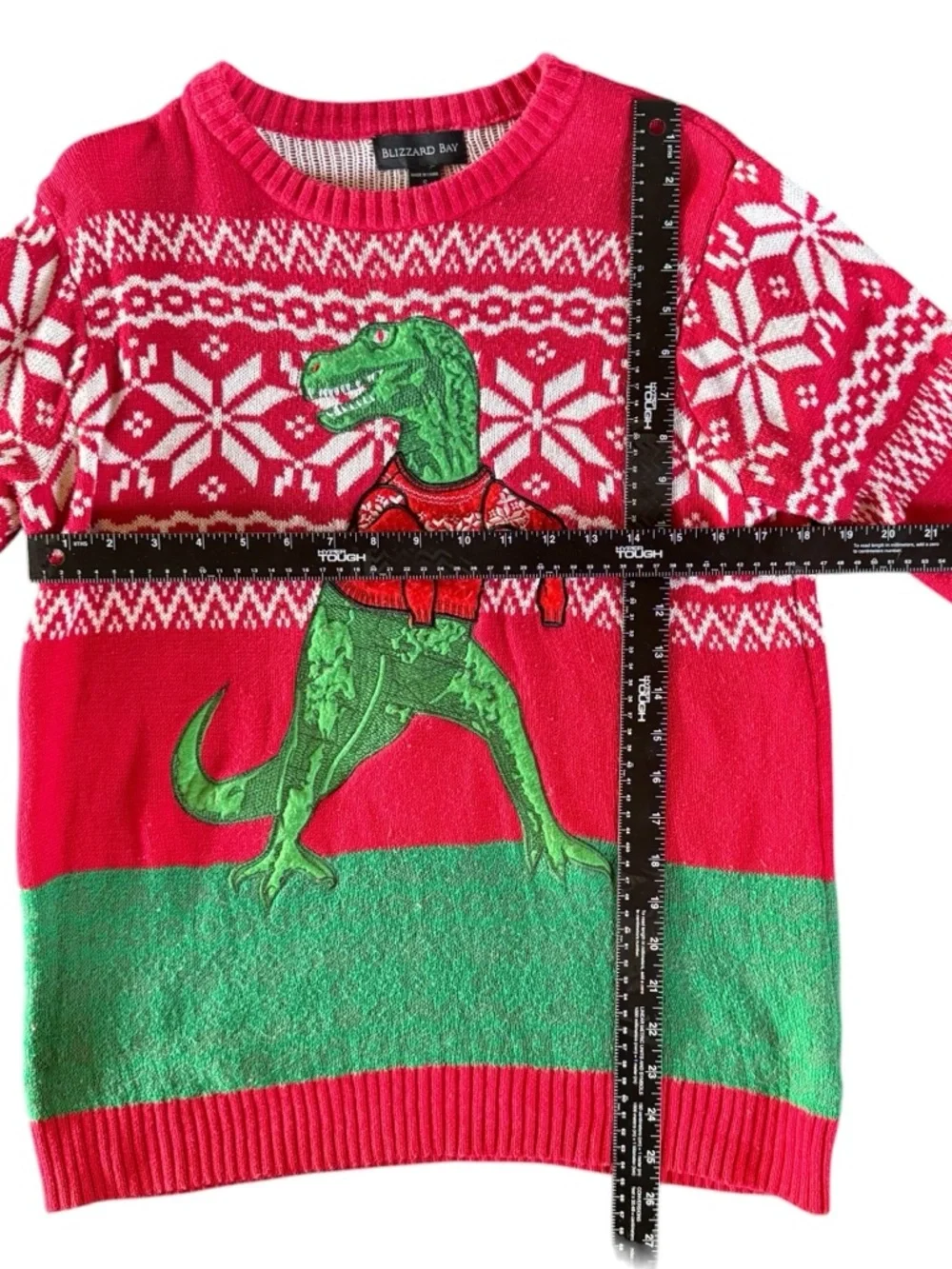 Holiday Dino Sweater in Red and Green